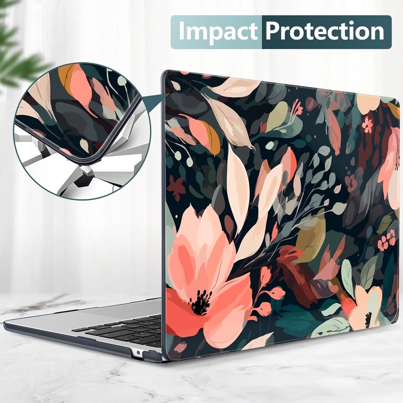 DONGKE Compatible with M4 MacBook Air 15 inch Case 2025 2024 2023 A3241 A3114 A2941 M3 M2 Liquid Retina Display Touch ID, Plastic Hard Case & Keyboard Skin & Screen Protector - Painted Florals - Image 5